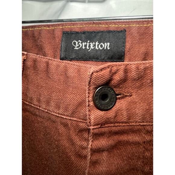 Brixton Mens Jeans Pinecone Brown Rust 34X30 Straight Leg Denim Pants - Picture 6 of 12